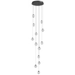 Beluga Round Multi Light Pendant - Black / Textured Clear
