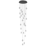 Beluga Round Multi Light Pendant - Black / Textured Clear