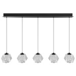 Beluga Linear Multi Light Pendant - Black / Textured Clear
