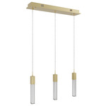 Boa Linear Multi Light Pendant - Brushed Brass / Clear