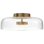 Cosmopolitan Wall Sconce / Ceiling Flush Light - Aged Brass / Clear