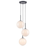 Delilah Round Multi Light Pendant - Black / White