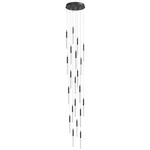Main Street Round Multi Light Pendant - Black / Frosted