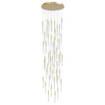 Main Street Round Multi Light Pendant - Brushed Brass / Frosted