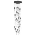 Main Street Round Multi Light Pendant - Black / Frosted