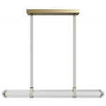 Nautilus Linear Pendant - Aged Brass / Clear / White