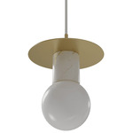 Newport Disk Pendant - White Marble / Brushed Brass