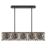 Peninsula Linear Chandelier - Matte Black / Amber