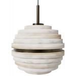 Sedona Ribbed Pendant - Aged Brass / Alabaster