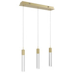 Glacier Linear Multi Light Pendant - Brushed Brass / Clear Crystal