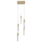 Glacier 5LT Multi Light Pendant - Brushed Brass / Clear Bubble