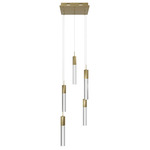 Glacier 5LT Multi Light Pendant - Brushed Brass / Snow Acrylic