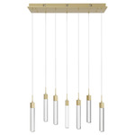 Glacier Linear Multi Light Pendant - Brushed Brass / Clear Crystal