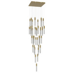 Glacier Square Multi Light Pendant - Brushed Brass / Snow Acrylic