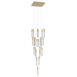 Glacier Square Multi Light Pendant - Brushed Brass / Snow Acrylic