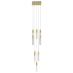 Glacier Square Multi Light Pendant - Brushed Brass / Snow Acrylic