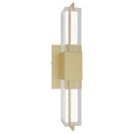 Glacier Rectangular Wall Sconce - Brushed Brass / Clear Bubble