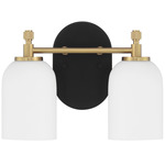 Council Bathroom Vanity Light - Black / Satin Brass / White Frosted