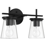 Connell Bathroom Vanity Light - Flat Black / Clear
