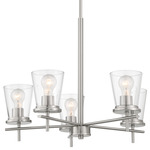 Connell Chandelier - Brushed Polished Nickel / Clear