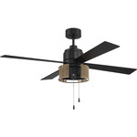 Kensey Ceiling Fan with Light - Flat Black / Black / Natural