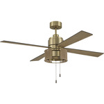 Kensey Ceiling Fan with Light - Satin Brass / Black / Natural