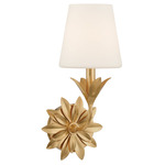 Broche Flower Wall Sconce - Antique Gold / White