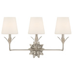 Broche Flower Bathroom Vanity Light - Antique Silver / White