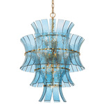 Abigail Chandelier - Aged Brass / Blue