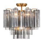 Addis Semi Flush Ceiling Light - Aged Brass / Smoke