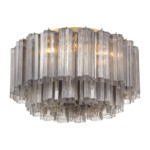 Addis Ceiling Flush Light - Aged Brass / Smoke