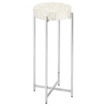 Gerri Dot Mother Of Pearl Drinks Table - Polished Nickel / Natural
