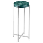 Rina Drinks Table - Polished Nickel / Teal