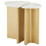 Doublet Accent Table - Set of Two - Antique Brass / White