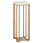 Ocho Drinks Table - Antique Brass / White