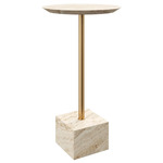 Prado Drinks Table - Brass / Travertine