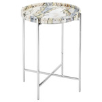 Freya Accent Table - Nickel / Floral Jade Marble