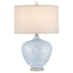 Tinney Table Lamp - Blue / White Linen
