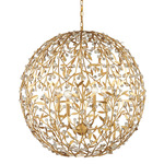 Secret Garden Orb Chandelier - Contemporary Gold Leaf / Crystal