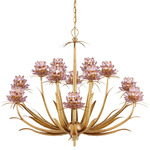 Marilee Chandelier - Gold Leaf / Pink