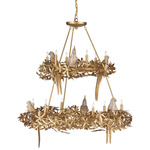 Aviary Two-Tier Convertible Chandelier - Gold