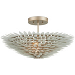 Dahlia Semi Flush Ceiling Light - Silver / Frosted