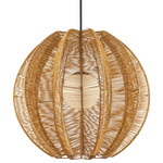 Barbary Fluted Outdoor Pendant - Black / Natural