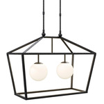 Denison Outdoor Rectangular Lantern - Black / Frosted White