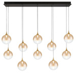 Iissa Linear Chandelier - Black / Gold / Amber