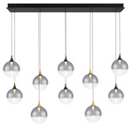 Iissa Linear Chandelier - Black / Black / Gold / Smoke