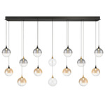 Iissa Linear Chandelier - Black / Black / Gold / Amber / Clear / Smoke