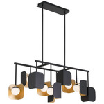 Cornice Linear Chandelier - Black / Gold / White