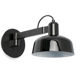 Tatawin Swing Arm Wall Sconce - Satin Black / Glossy Black