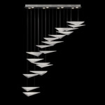 Volo Linear Multi Light Pendant - Silver Leaf / Clear Hammered